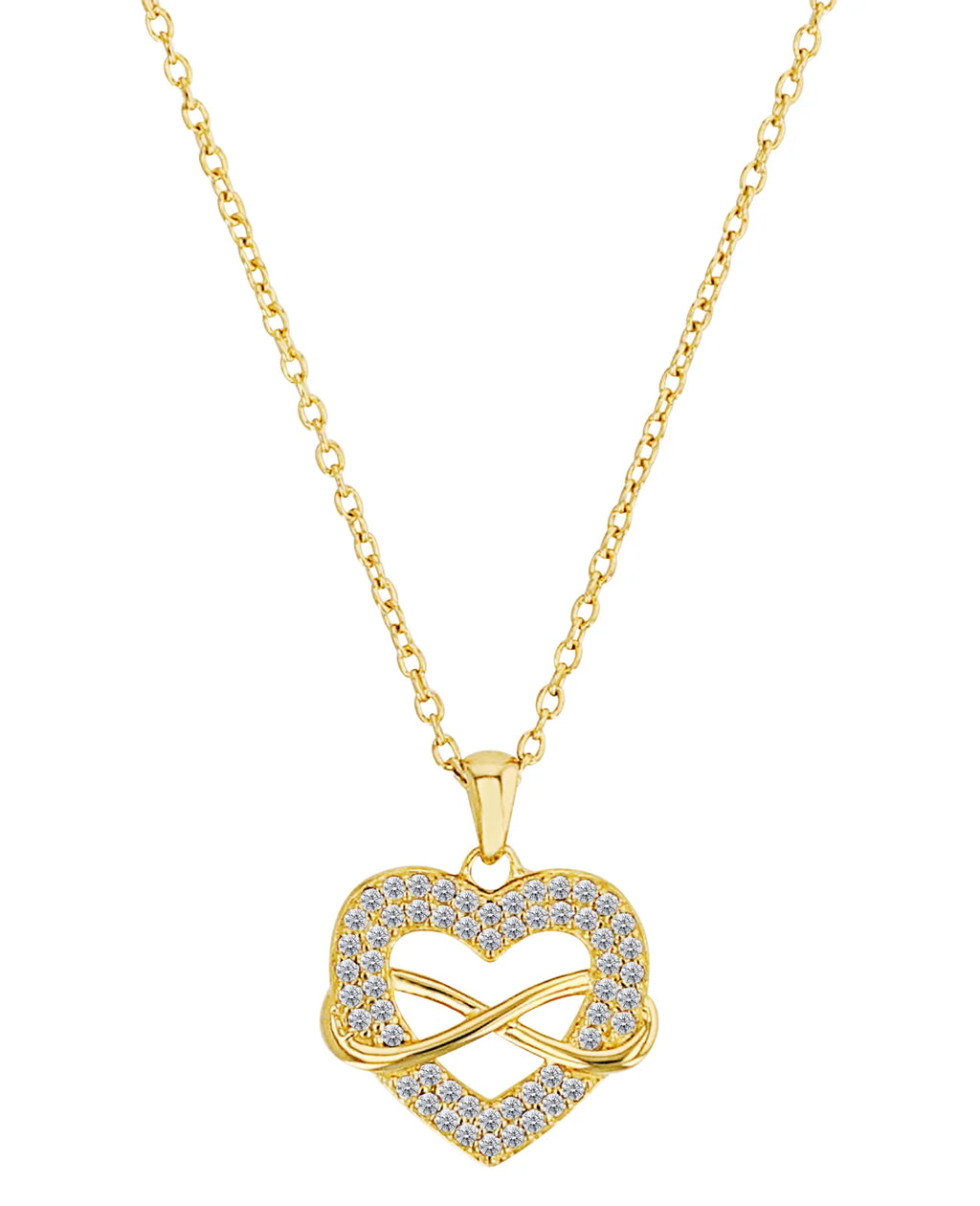 ankerkette mit anhaenger herz mit zirkoniabesatz und unendlichkeitszeichen