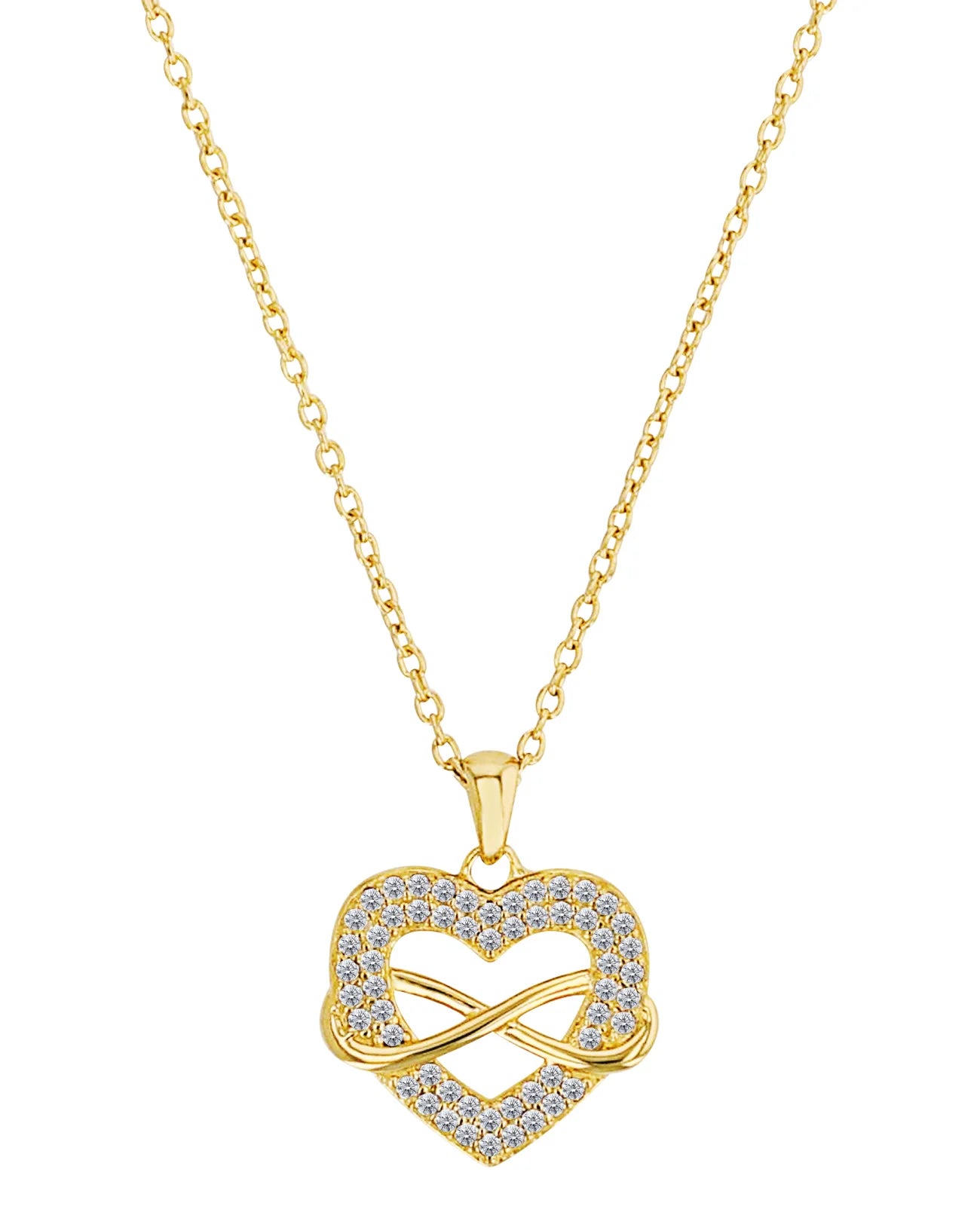 ankerkette mit anhaenger herz mit zirkoniabesatz und unendlichkeitszeichen