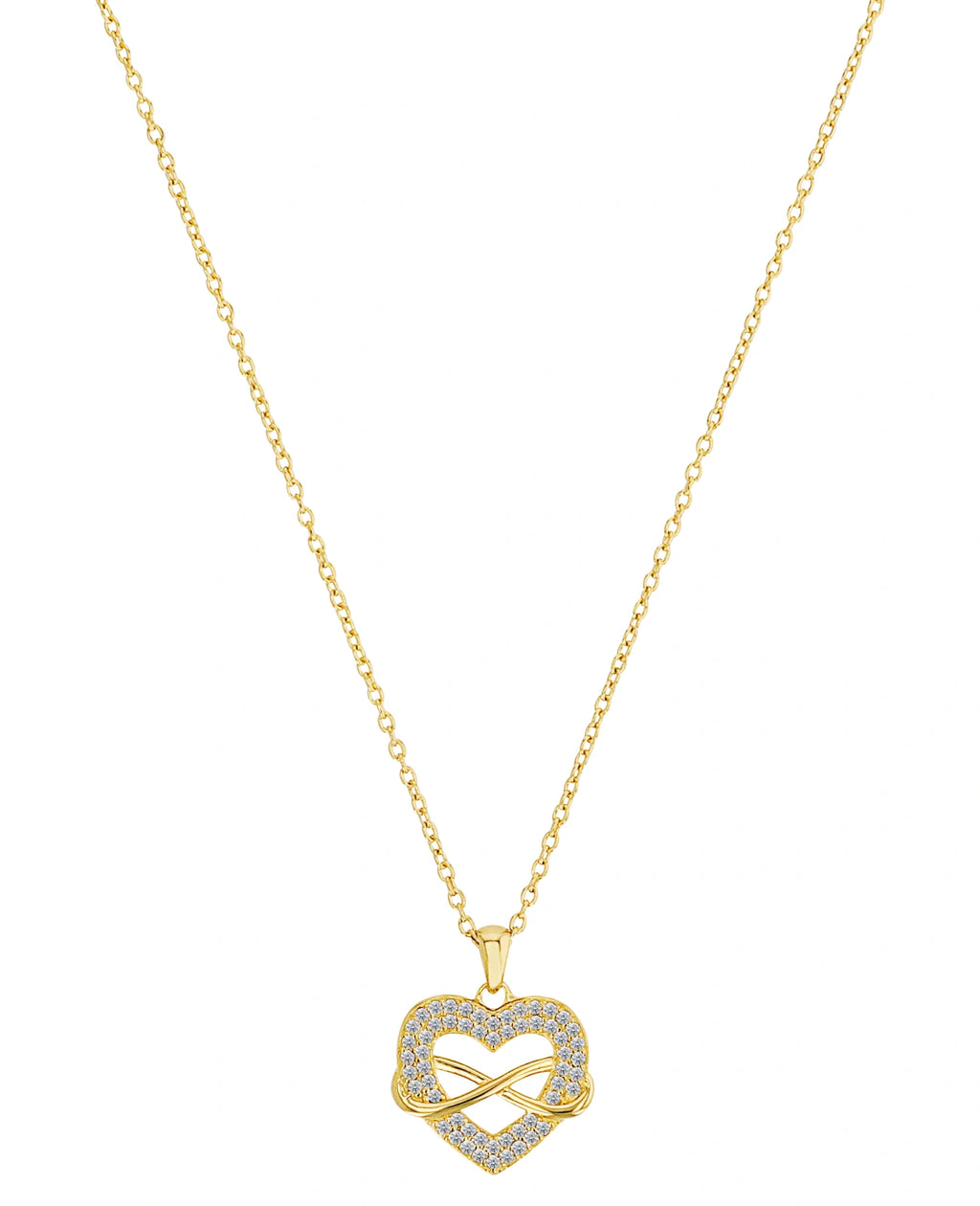 ankerkette mit anhaenger herz mit zirkoniabesatz und unendlichkeitszeichen