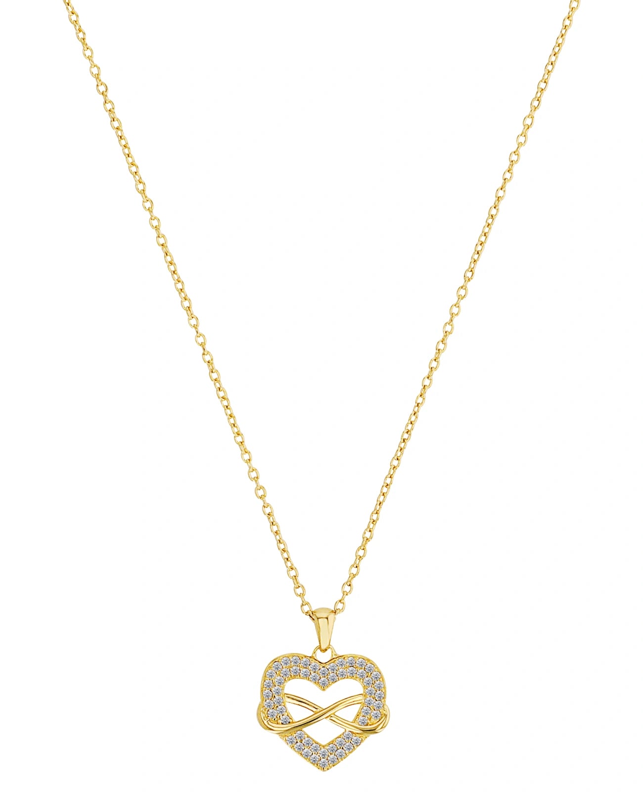 ankerkette mit anhaenger herz mit zirkoniabesatz und unendlichkeitszeichen