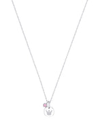kette mit zwei anhänger zirkonia stein rosa und scheibe mit ausgestanzter krone