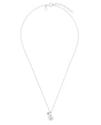 kette mit zwei anhänger zirkonia stein rosa und scheibe mit ausgestanzter krone