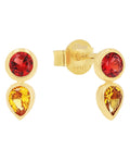 ohrstecker oben runder roter stein darunter oranger stein in Tropfenform