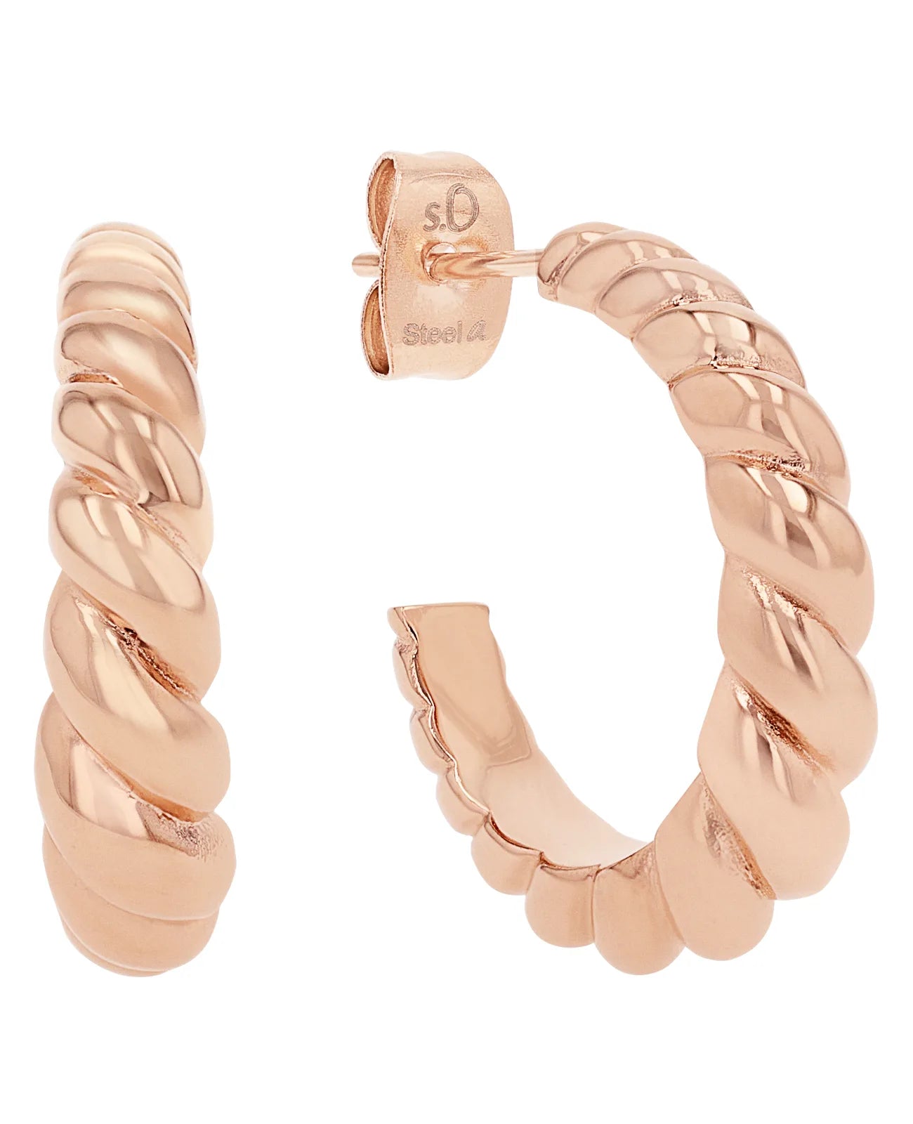 Steckcreolen mit kordel muster in rosegold