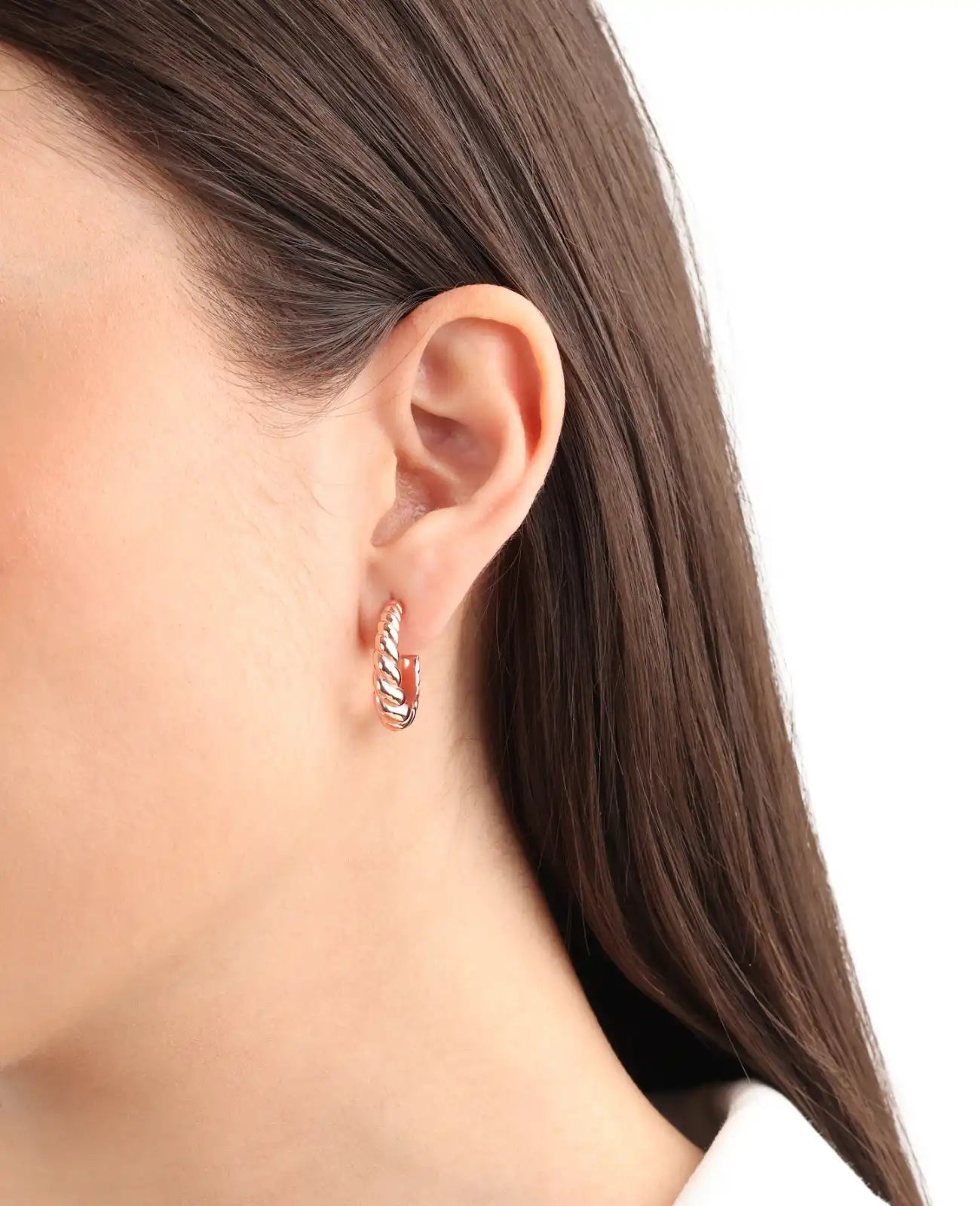 Steckcreolen mit kordel muster in rosegold
