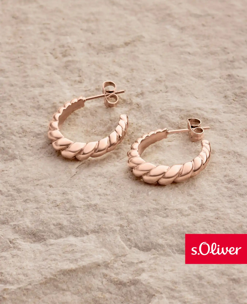 Steckcreolen mit kordel muster in rosegold