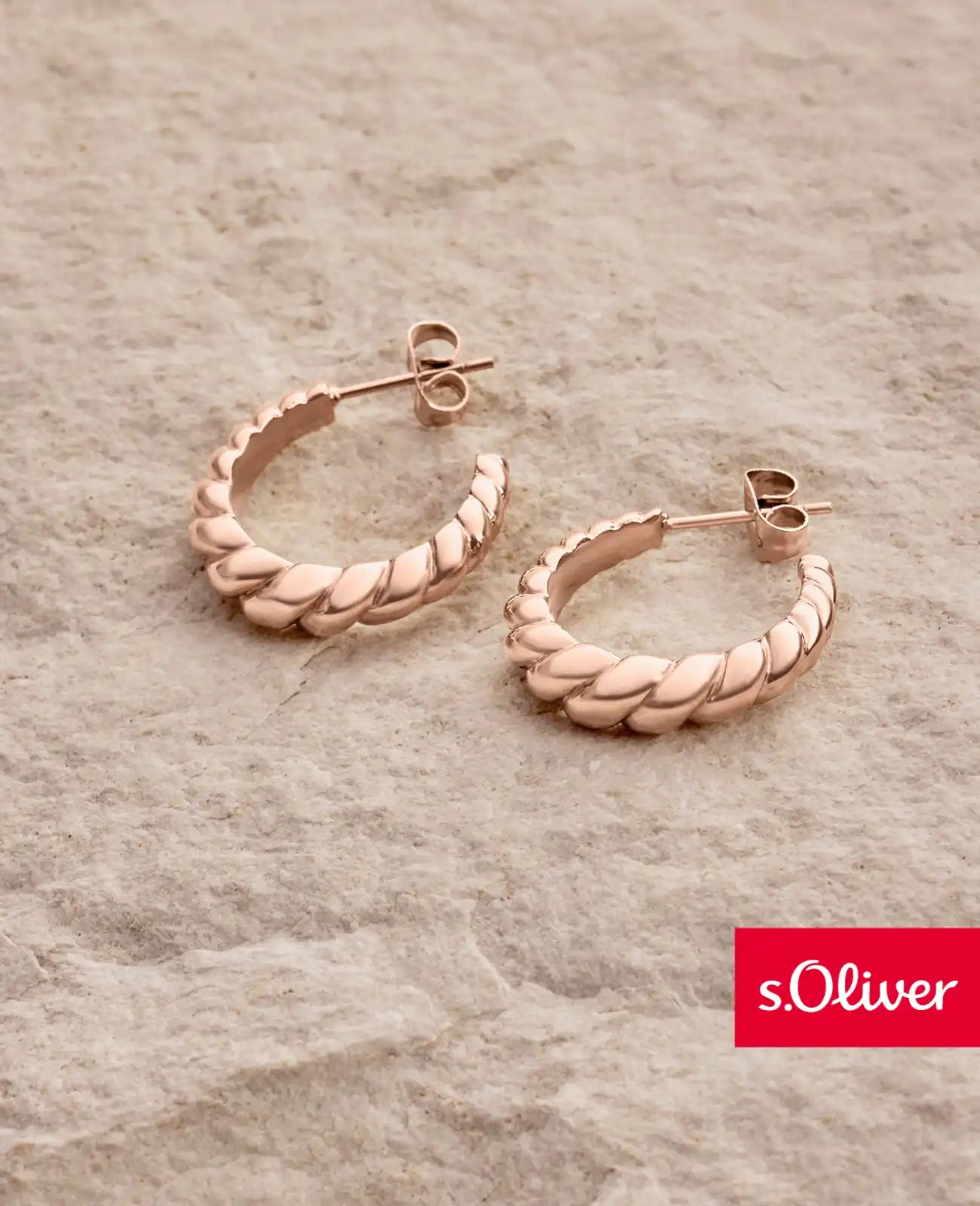 Steckcreolen mit kordel muster in rosegold