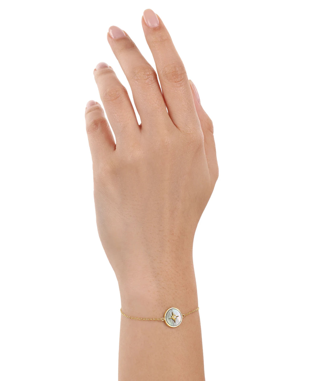 zopf armkette mit runden mittelteil Perlmutt darauf ein stern mit zirkonia