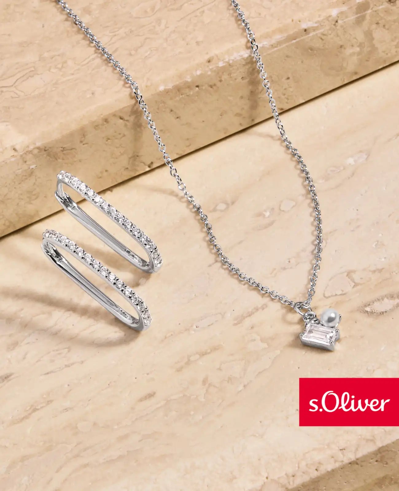 ankerkette mit anhänger rechteckiger zirkonia und muschelkernperle