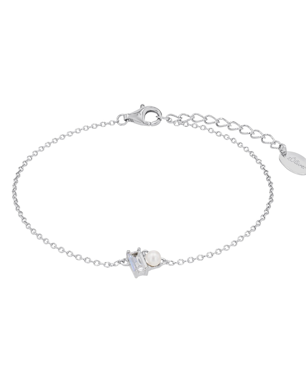 anker armkette mit anhänger rechteckiger zirkonia und muschelkernperle