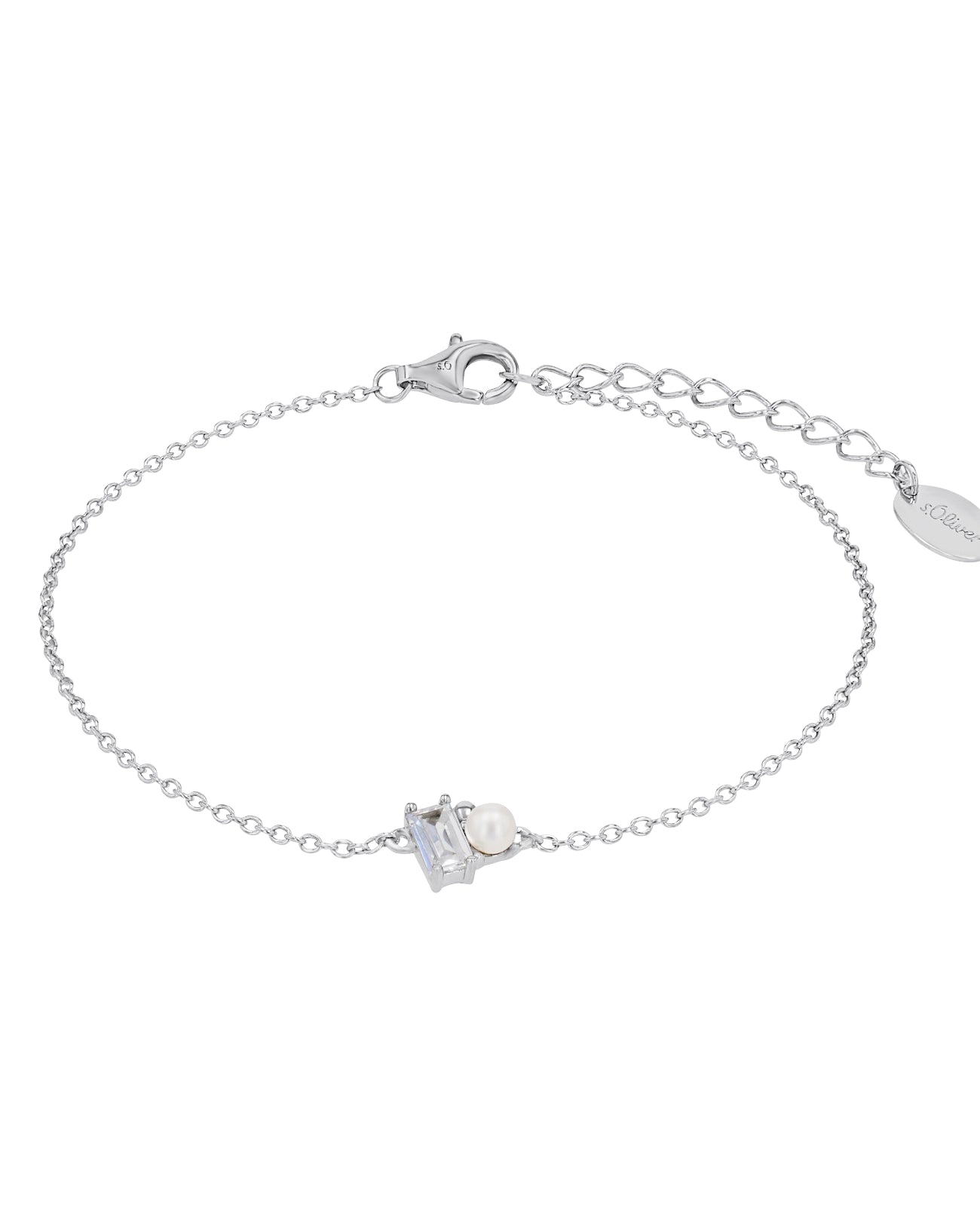 anker armkette mit anhänger rechteckiger zirkonia und muschelkernperle