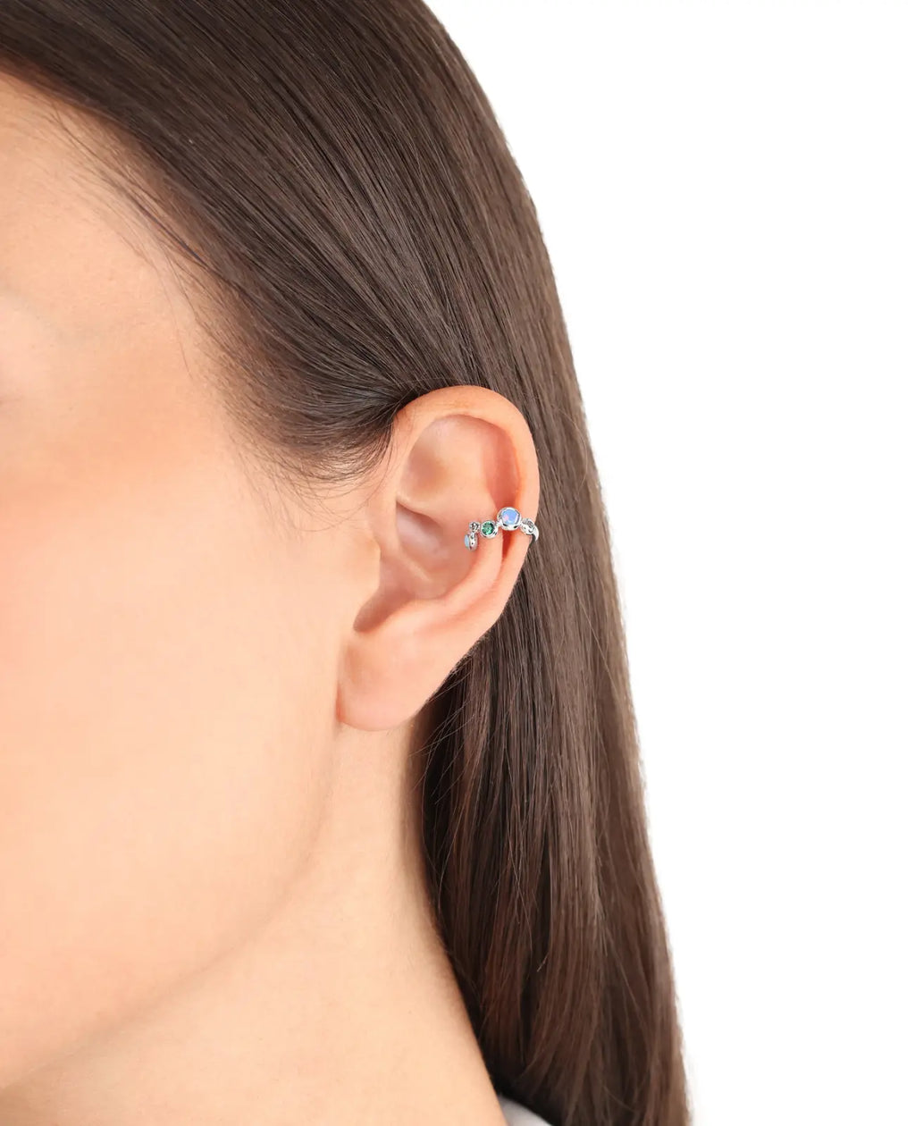 earcuff mit 5 runden steinen