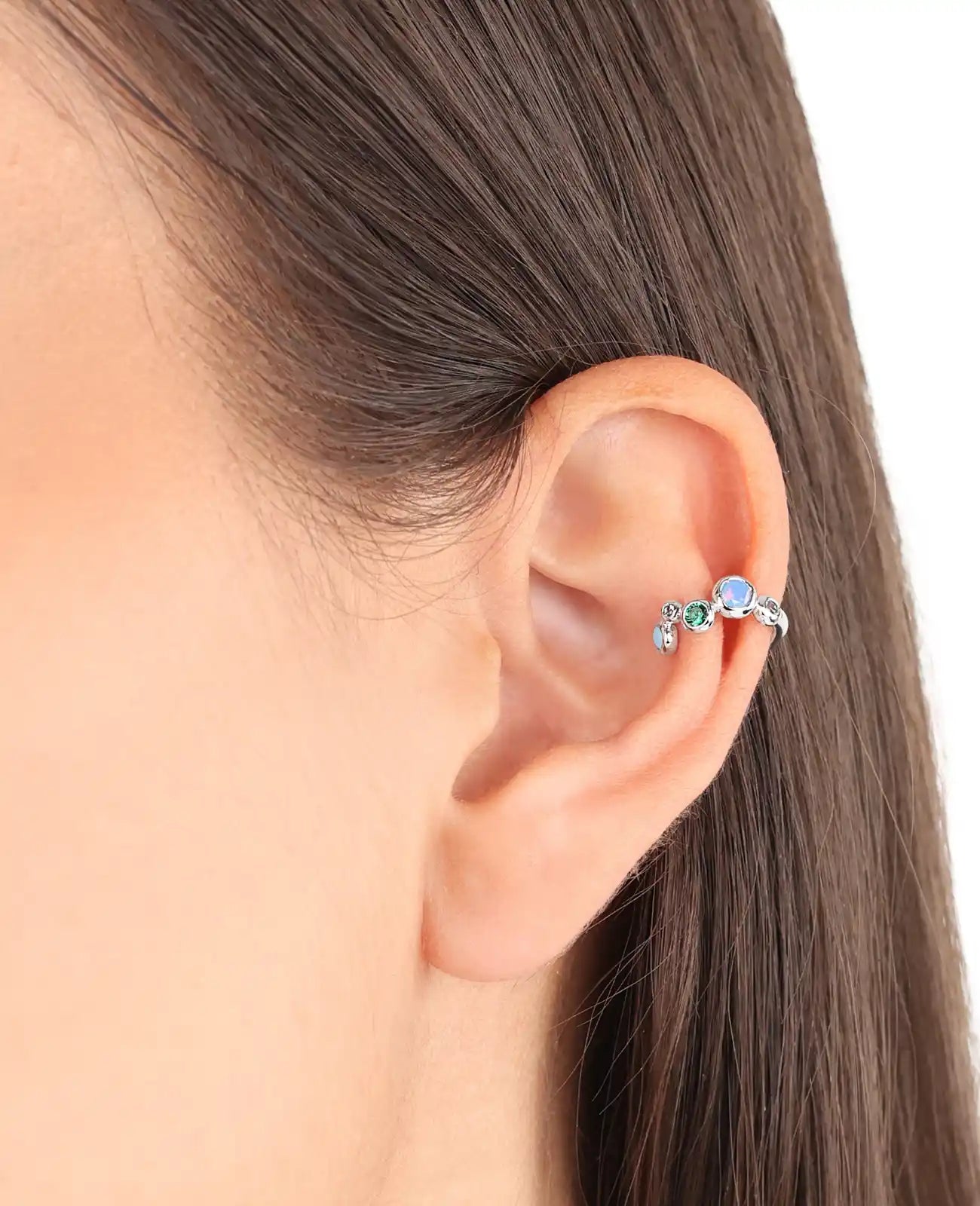 earcuff mit 5 runden steinen