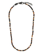 braune steinkette mit schwarzen edelstahl elementen
