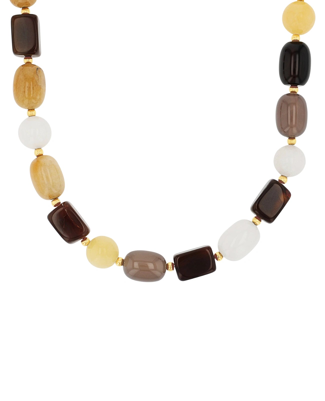 braune steinkette rund oval und rechteckig