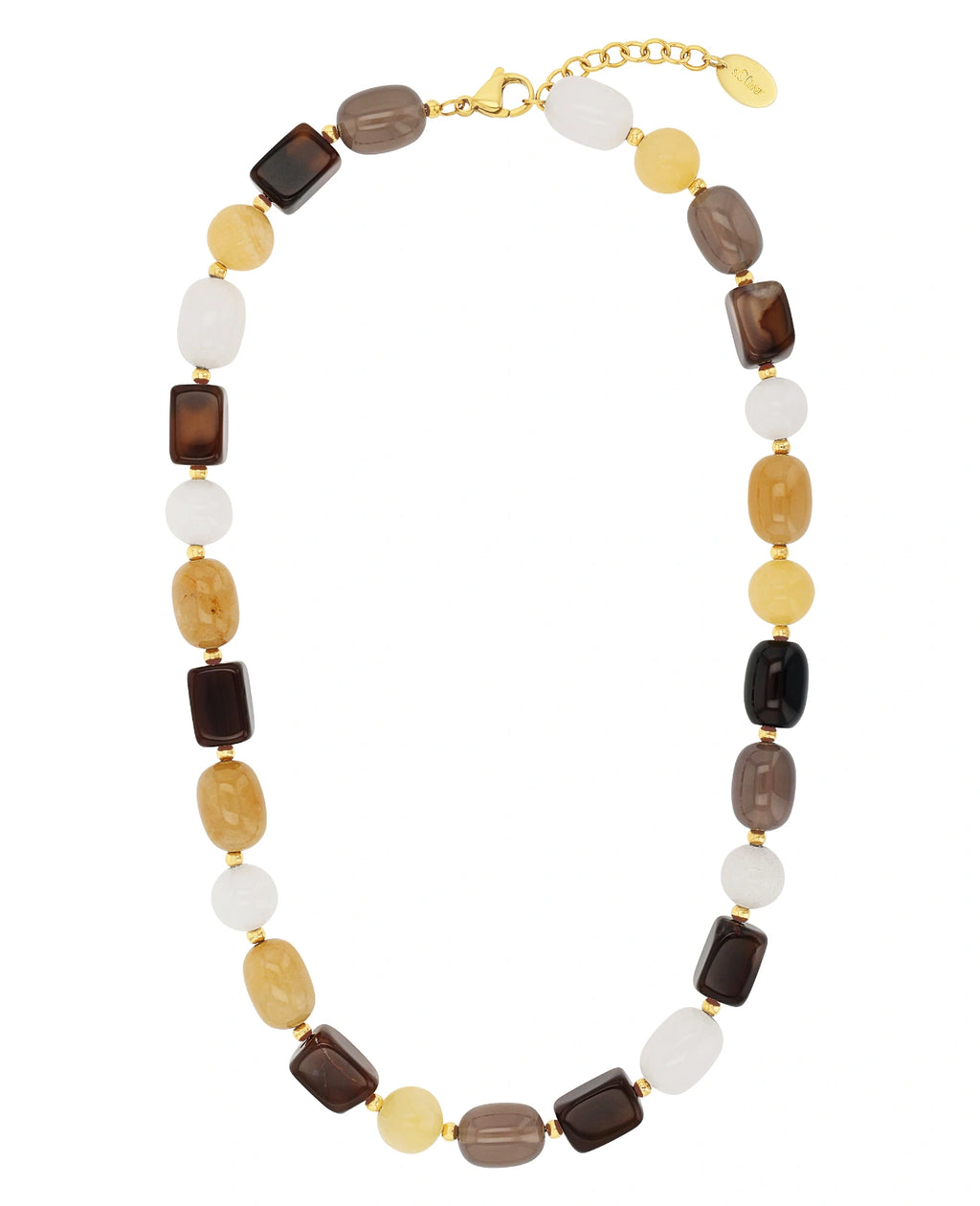 braune steinkette rund oval und rechteckig
