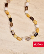 braune steinkette rund oval und rechteckig