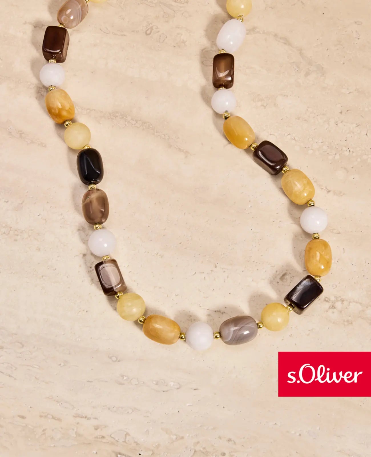 braune steinkette rund oval und rechteckig