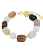 Braunes Steinarmband rund oval und rechteckig