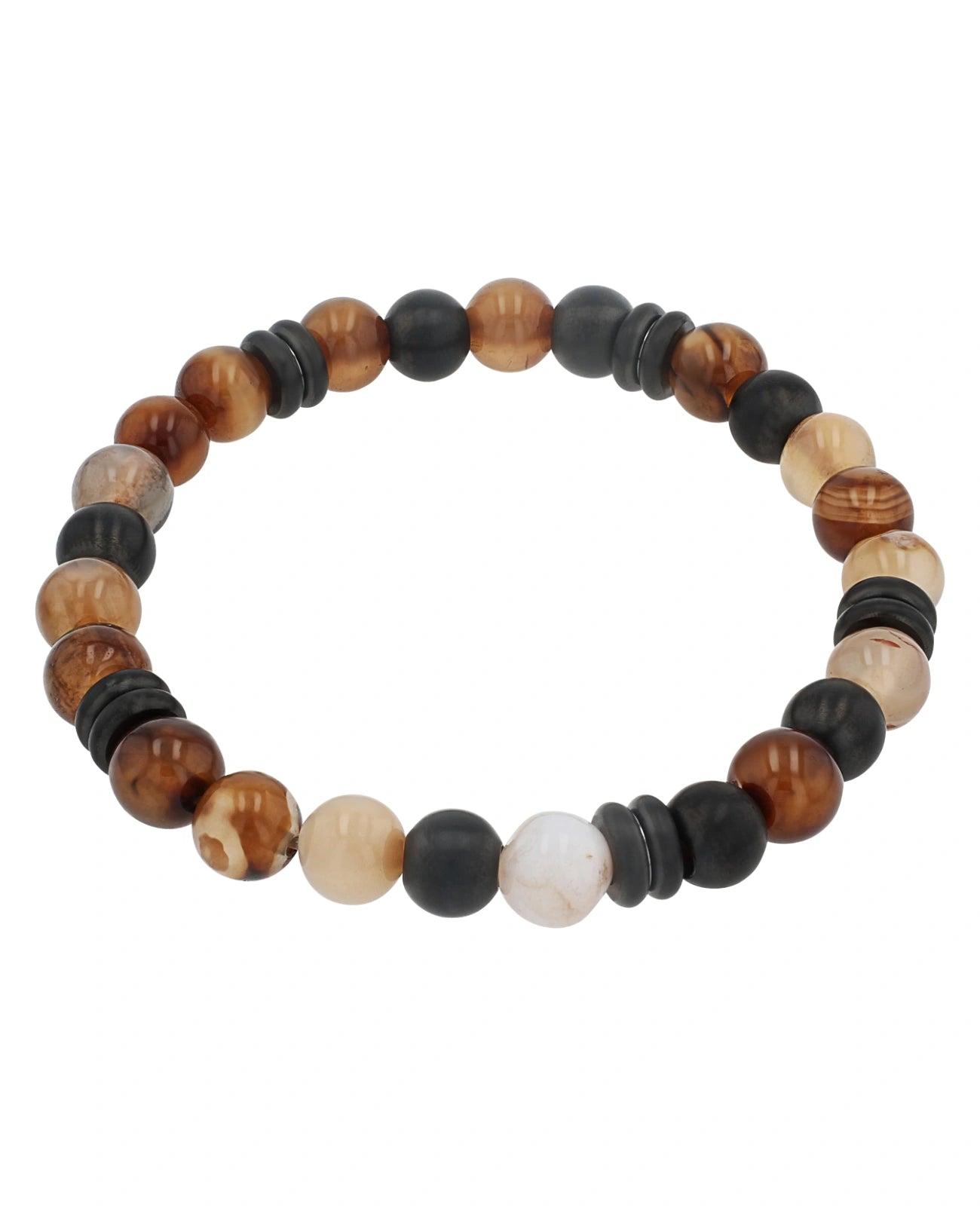 Braunes Steinarmband mit edelstahl elementen