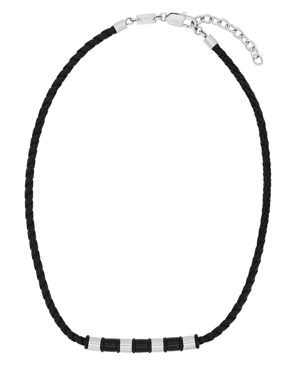 geflochtene Lederkette mit edelstahl elementen
