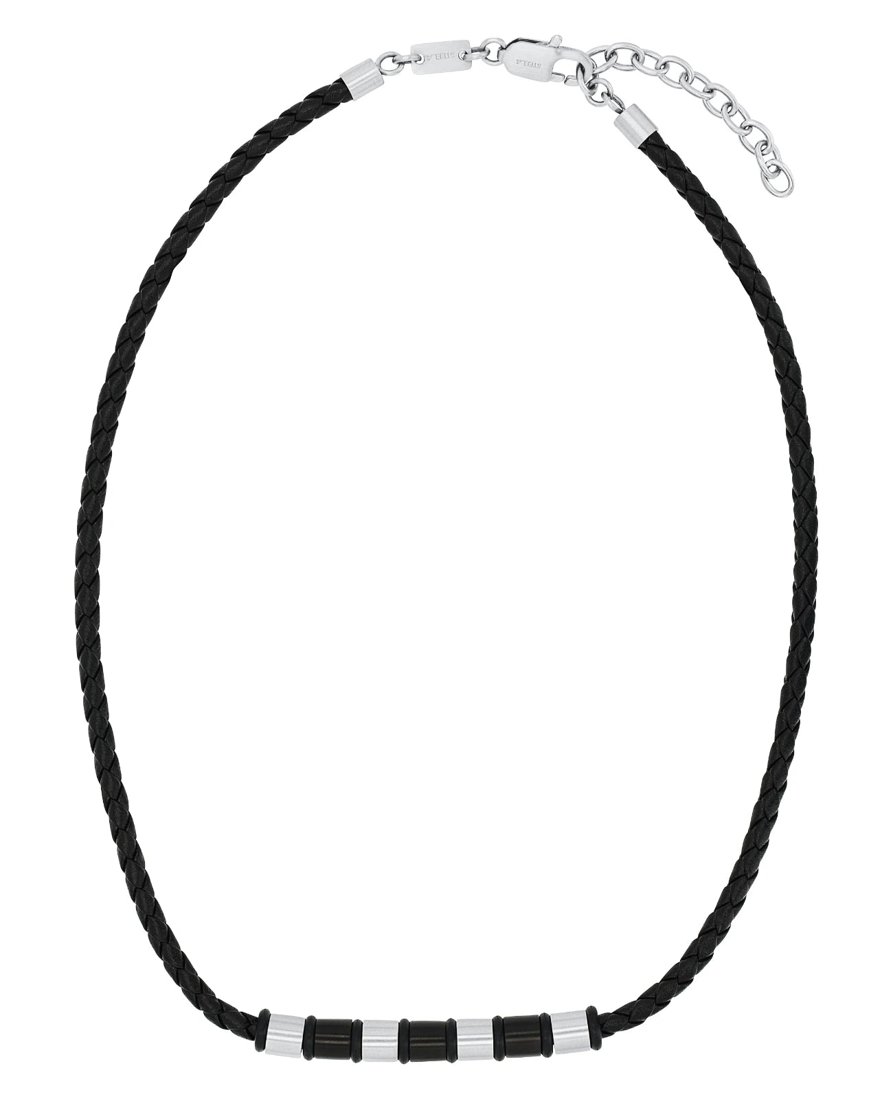 geflochtene Lederkette mit edelstahl elementen