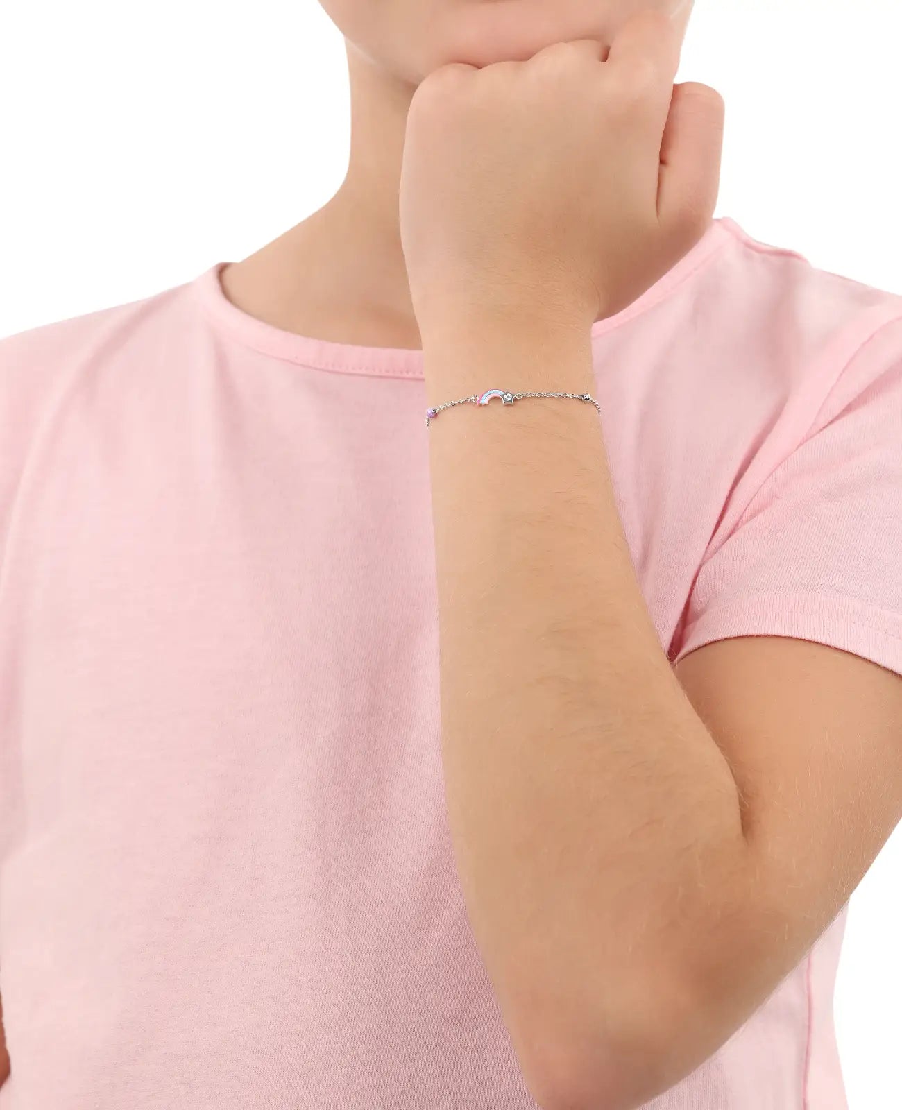 ankerkette armband mit mittelteil stern mit farbigen schweif