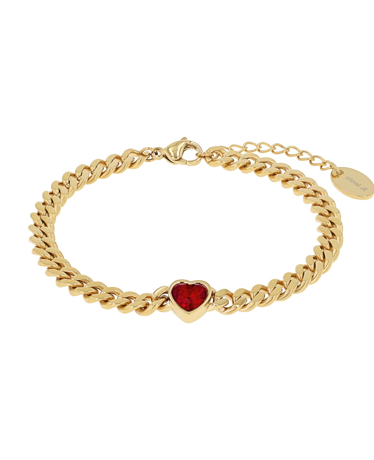 breites panzeramband mit großen roten herz stein