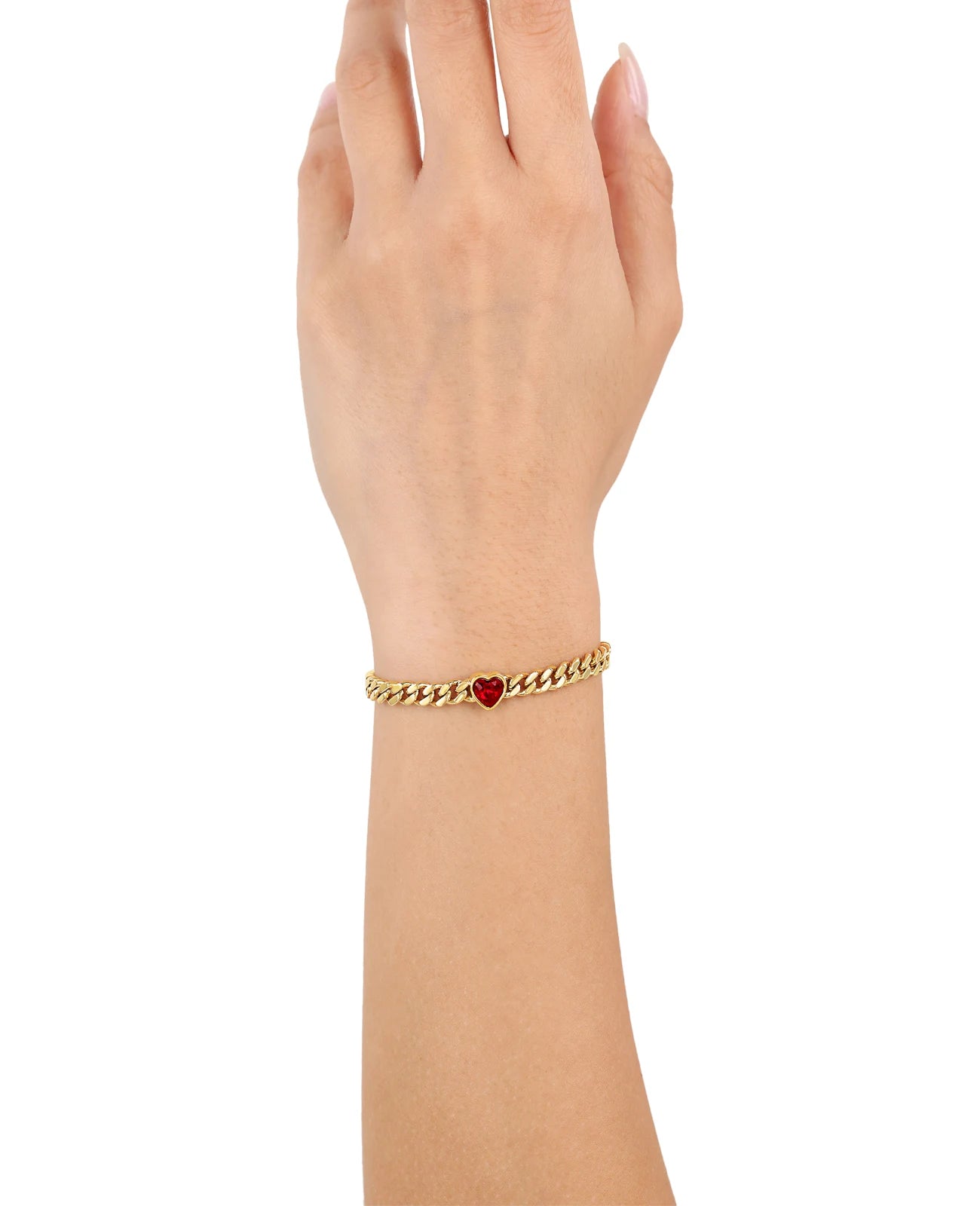 breites panzeramband mit großen roten herz stein