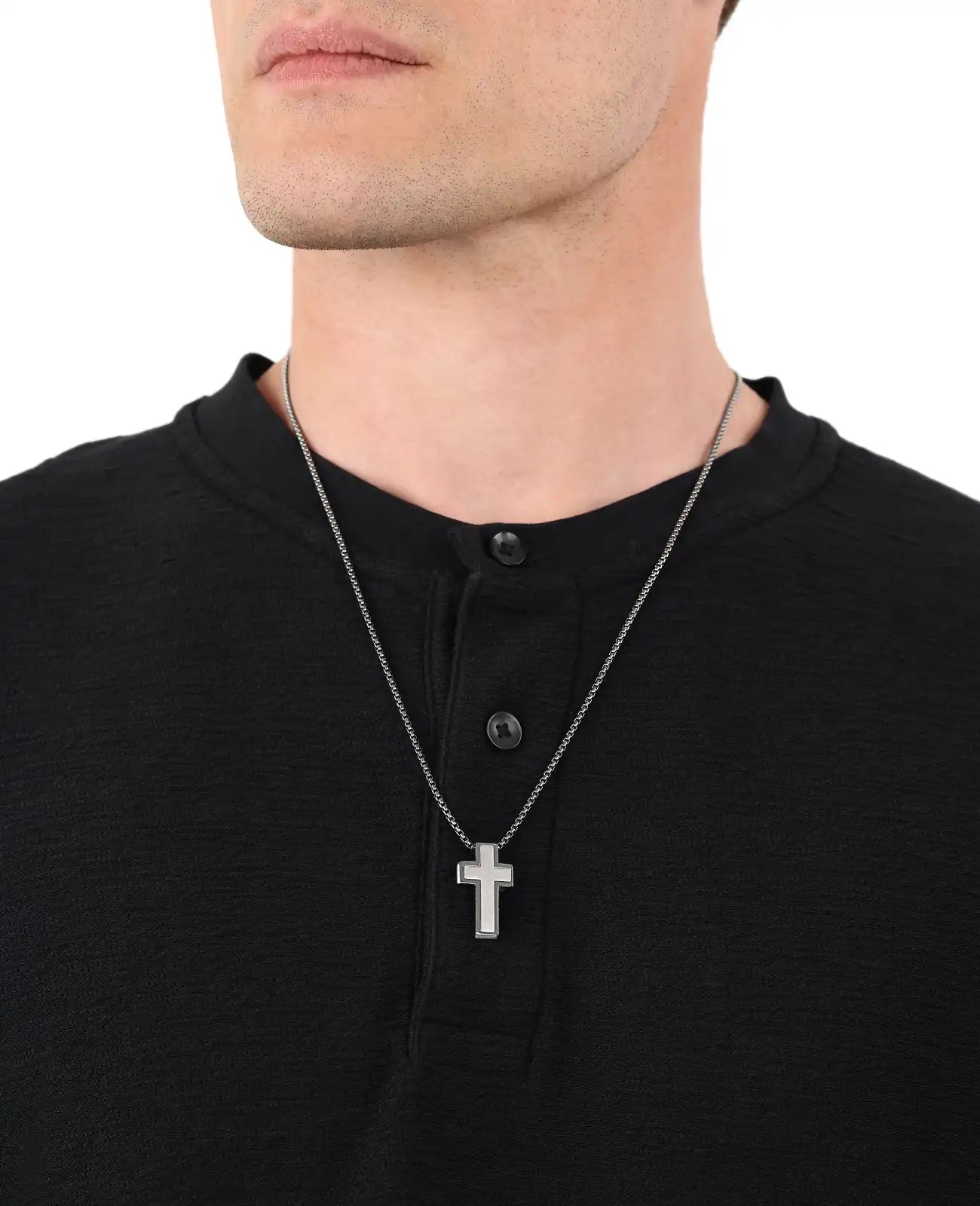 veneziakette mit kantigen breiten kreuz anhänger