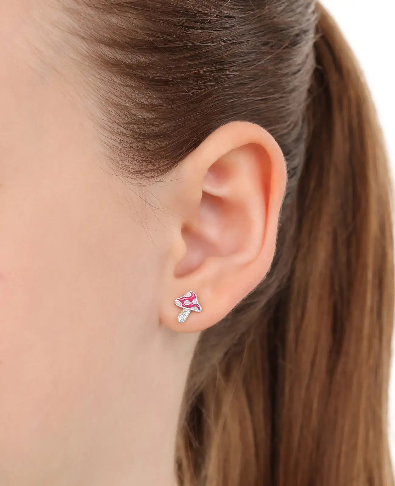 pilz ohrstecker die kappe ist rot rosa