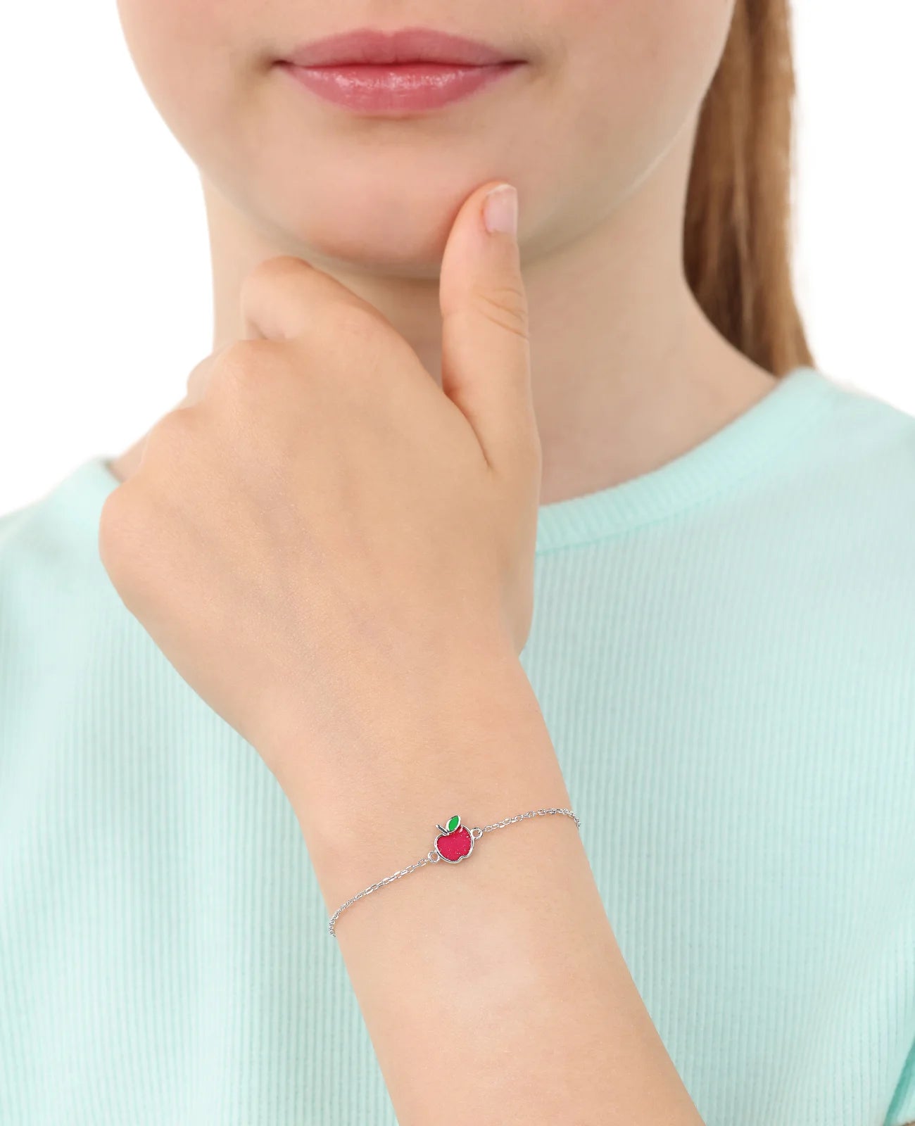 Anker Armband mit roten apfel mit grünen Blatt
