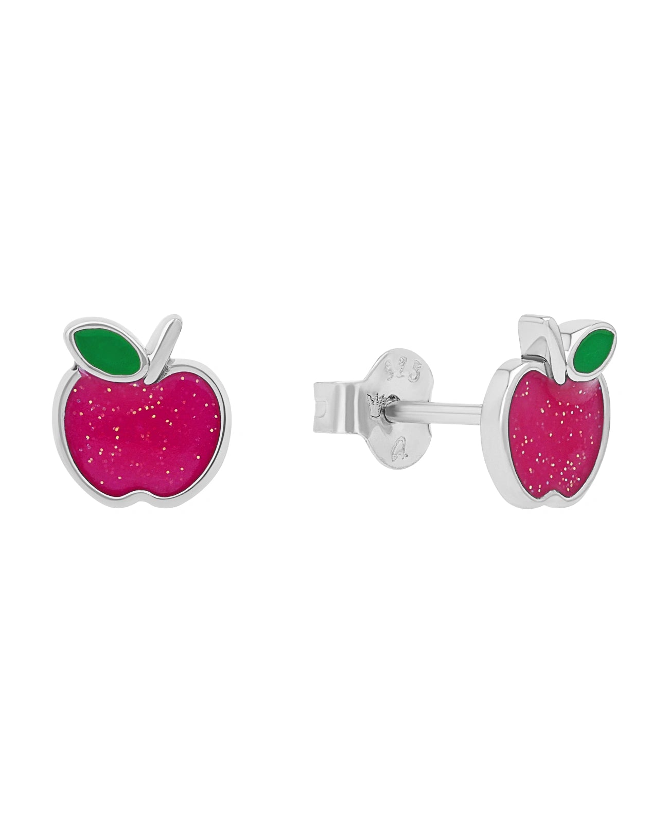 ohrstecker Roter apfel mit grünen Blatt