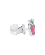 ohrstecker Roter apfel mit grünen Blatt