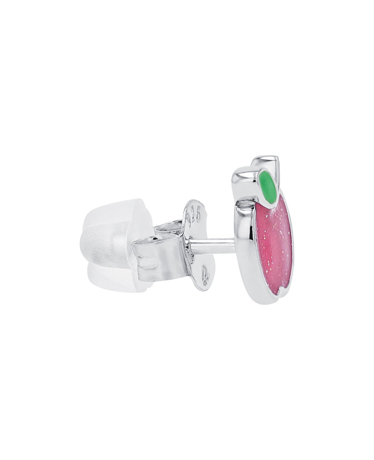 ohrstecker Roter apfel mit grünen Blatt