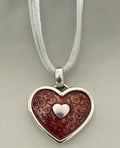 2-reihige kette herz anhänger dunkelrote Einlage