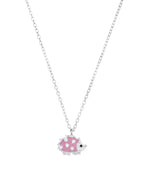 Ankerkette mit Igel Anhänger mit rosa Lackeinlage und mehreren Zirkonia Steinen