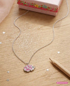 Ankerkette mit Igel Anhänger mit rosa Lackeinlage und mehreren Zirkonia Steinen