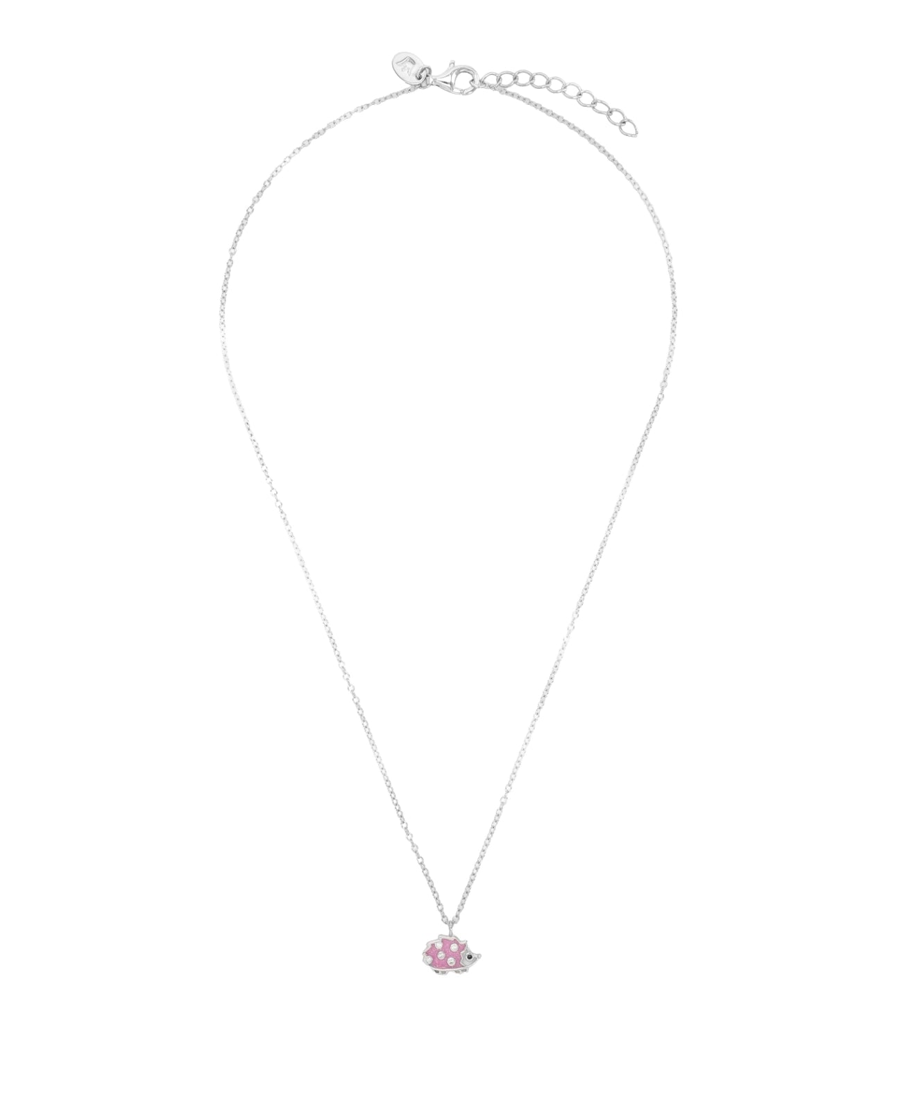 Ankerkette mit Igel Anhänger mit rosa Lackeinlage und mehreren Zirkonia Steinen