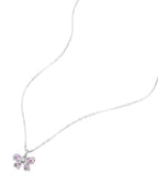 Anker Halskette mit Schleifchen Anhänger mit rosa, lila und weißen Zirkonia Steinen