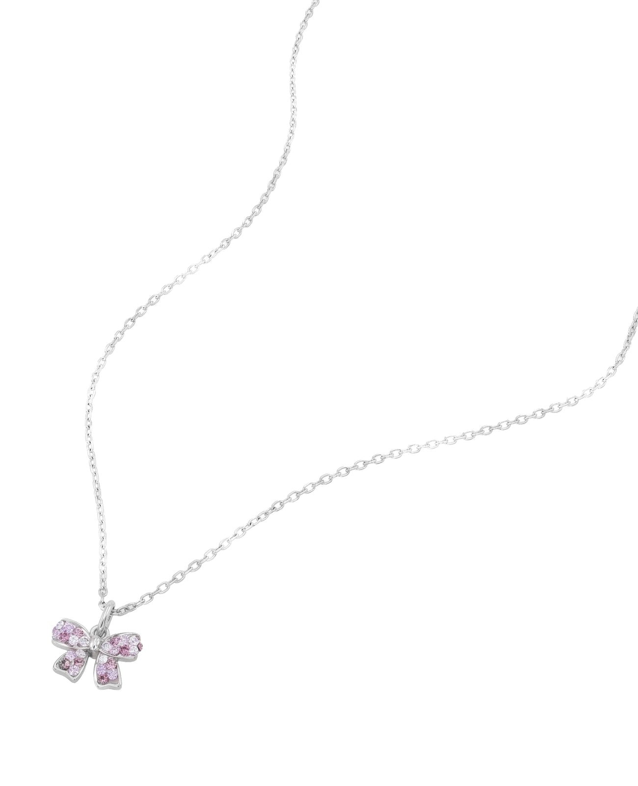 Anker Halskette mit Schleifchen Anhänger mit rosa, lila und weißen Zirkonia Steinen