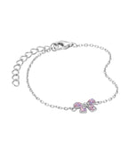 Anker Armkette mit Schleifchen Mittelteil mit rosa, lila und weißen Zirkonia Steinen
