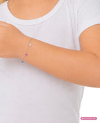 Anker Armkette mit je einen runden Zirkonia Anhänger, rosa Herzanhänger und blauen Sternanhänger