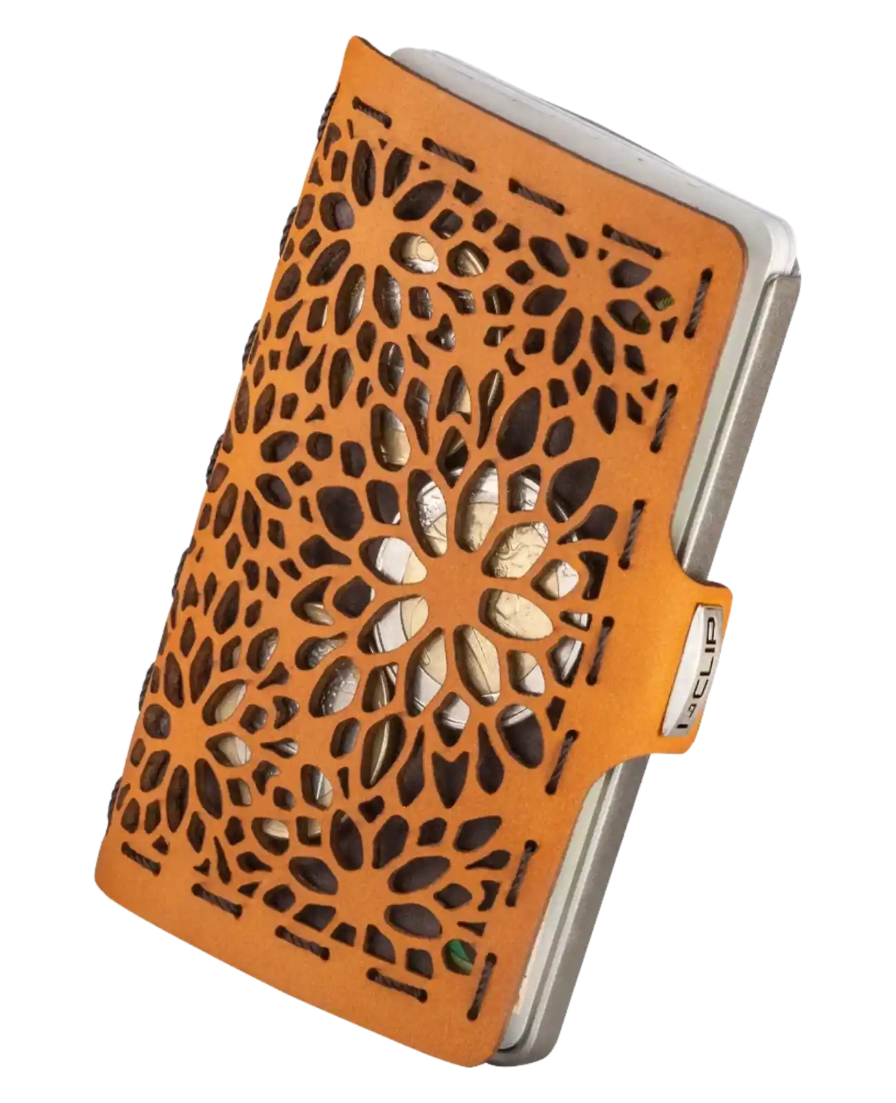 hellbrauner iclip mit gestanzten blumenmotiv