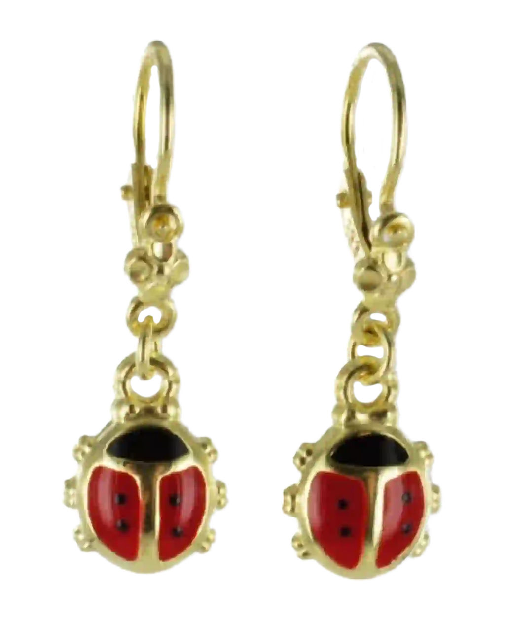 Marienkäfer ohrhänger mit rot schwarzen Emaille Einlagen