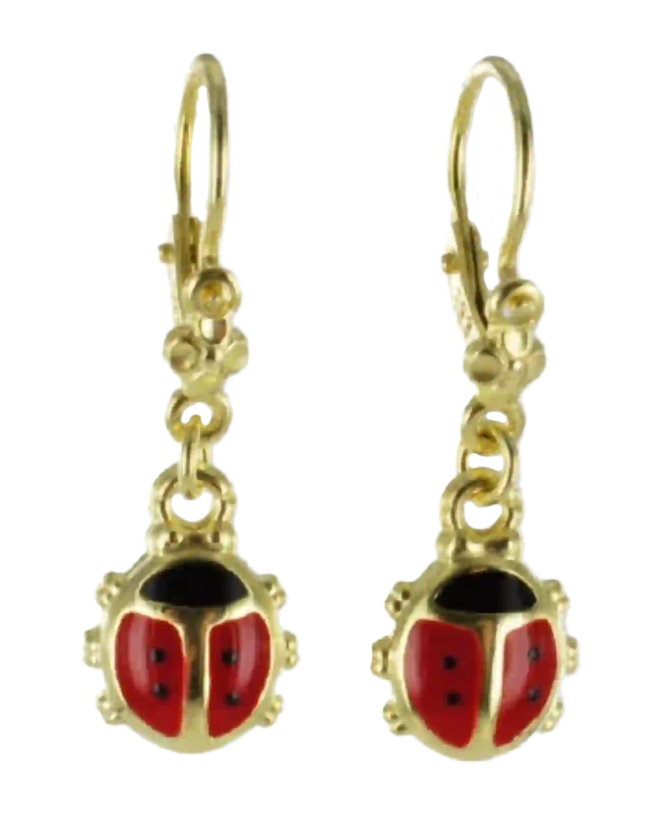 Marienkäfer ohrhänger mit rot schwarzen Emaille Einlagen