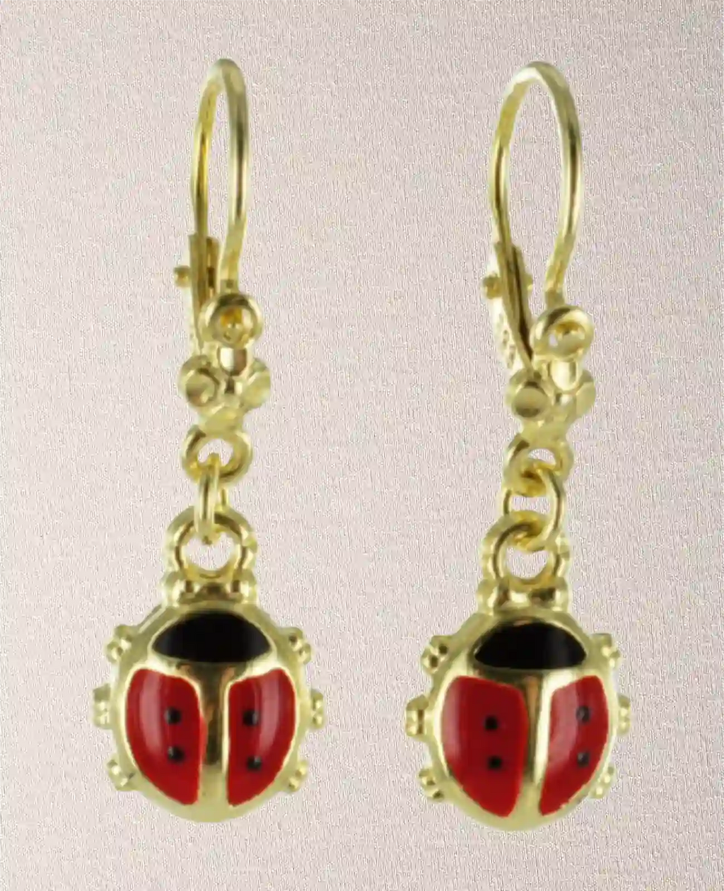 Marienkäfer ohrhänger mit rot schwarzen Emaille Einlagen