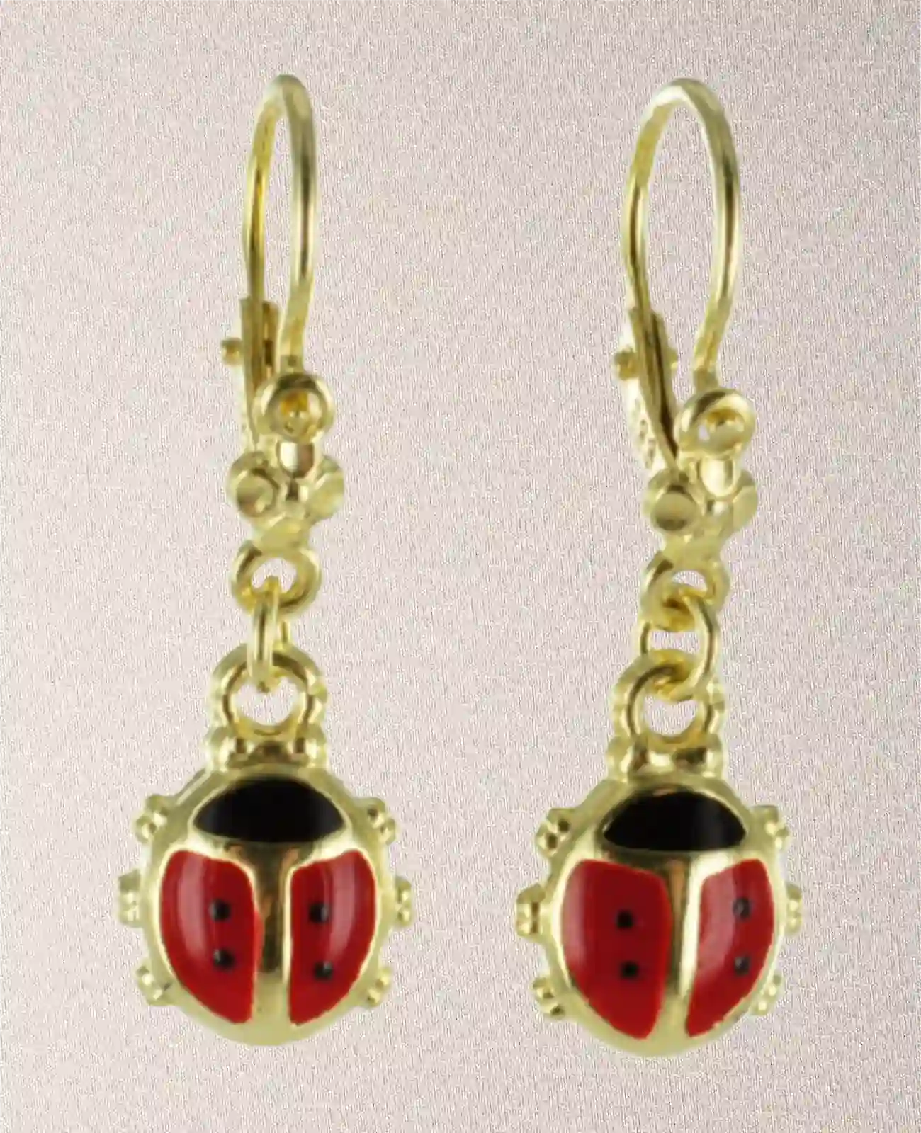 Marienkäfer ohrhänger mit rot schwarzen Emaille Einlagen