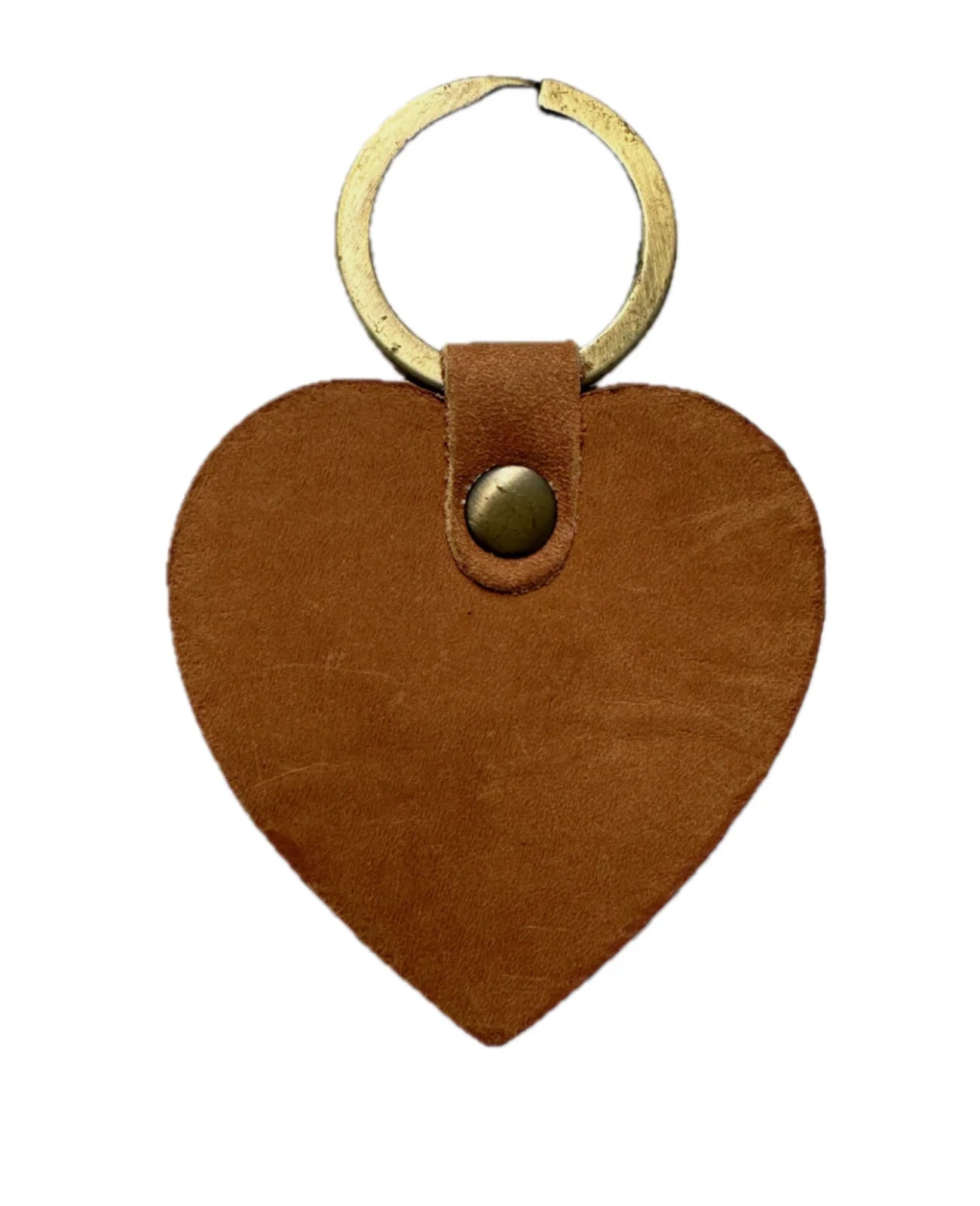 Hellbraunes großes Lederherz mit Schlüsselring