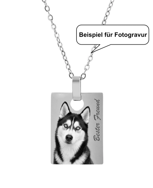 Beispiel für Fotogravur Hund Husky Bester Freund